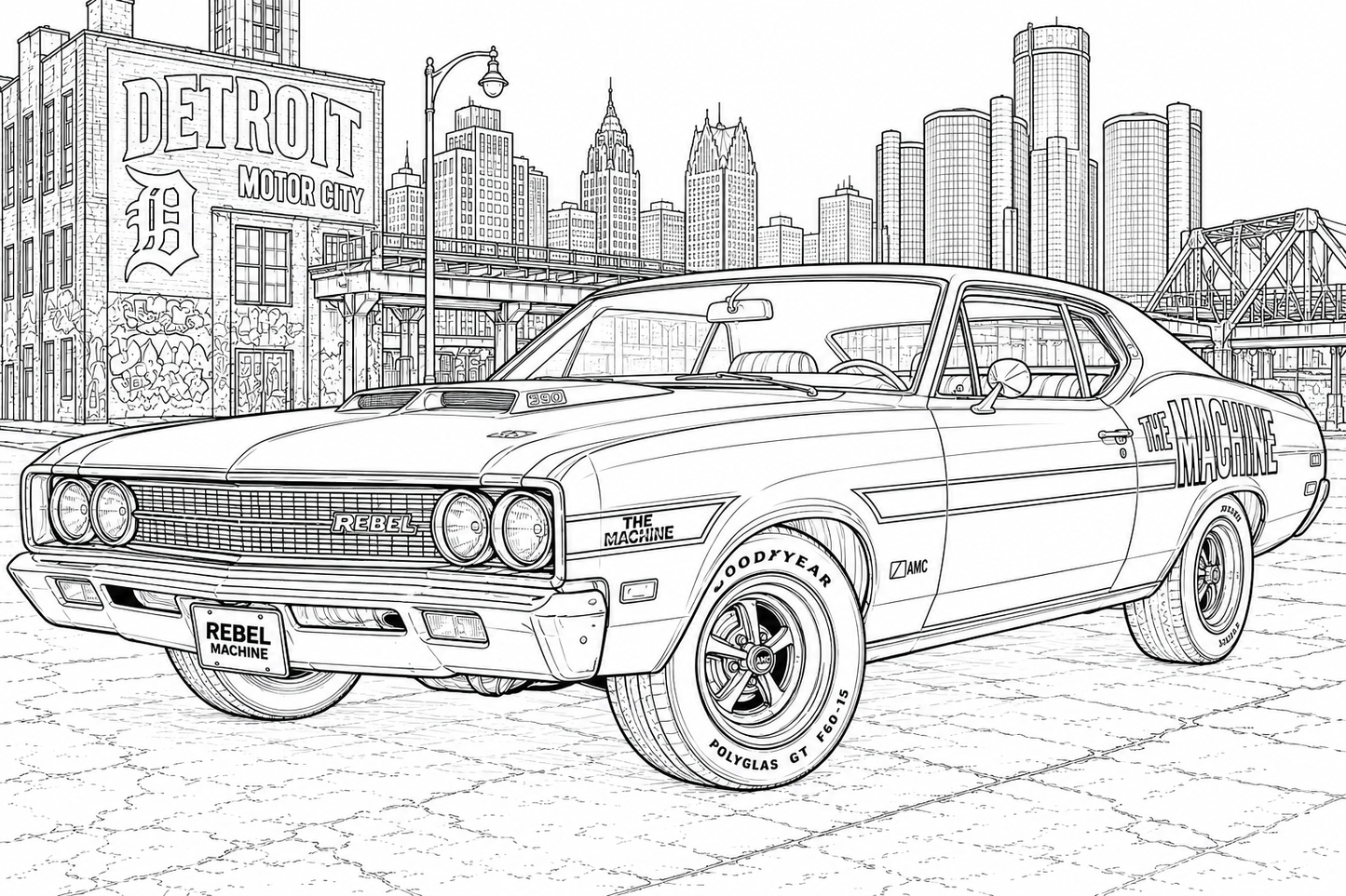 Full Throttle Texas Kids Muscle Car Coloring Book – Classic American Muscle (1966–1971)