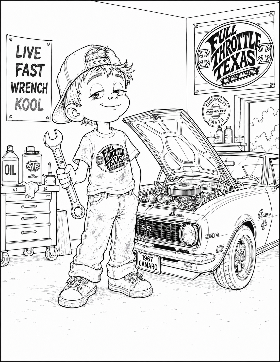 Full Throttle Texas Kids Coloring Book – Hot Rods, Trucks & Family Adventures