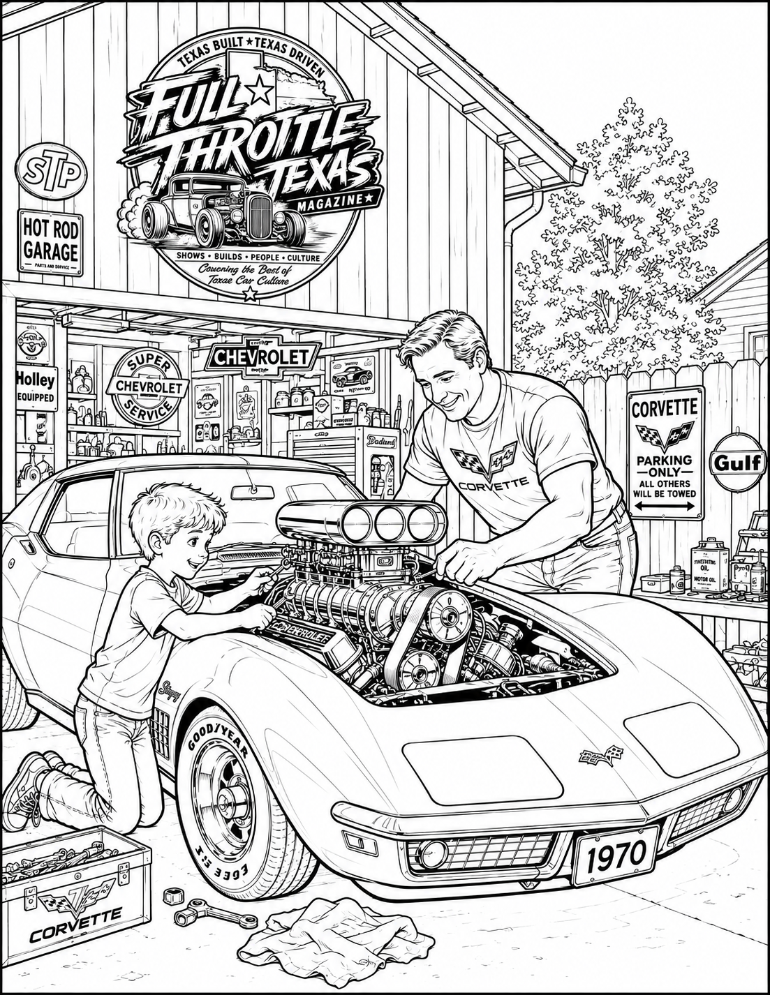 Full Throttle Texas Kids Coloring Book – Hot Rods, Trucks & Family Adventures
