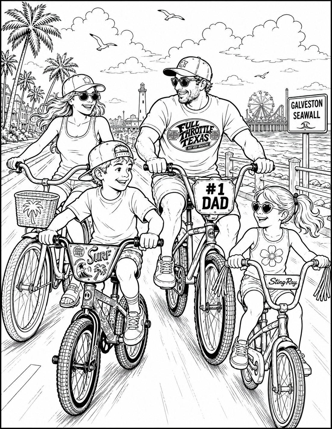 Full Throttle Texas Kids Coloring Book – Hot Rods, Trucks & Family Adventures