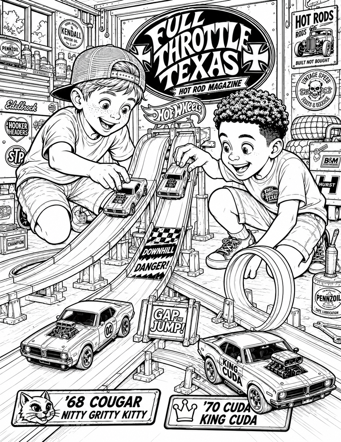 Full Throttle Texas Kids Coloring Book – Hot Rods, Trucks & Family Adventures