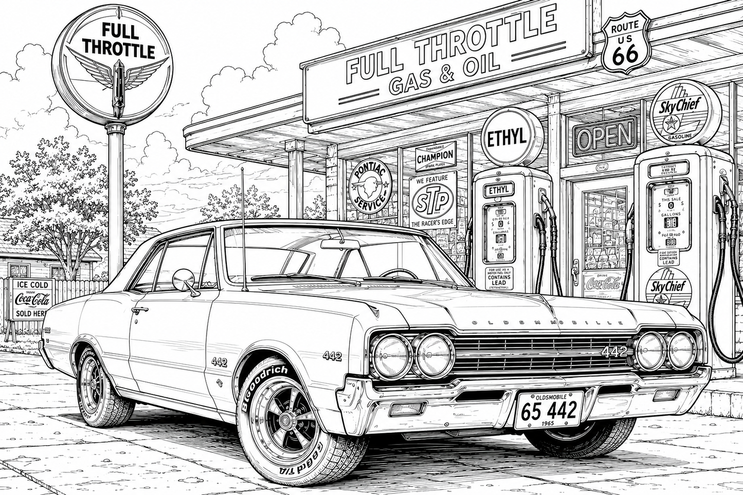Full Throttle Texas Kids Muscle Car Coloring Book – Classic American Muscle (1966–1971)