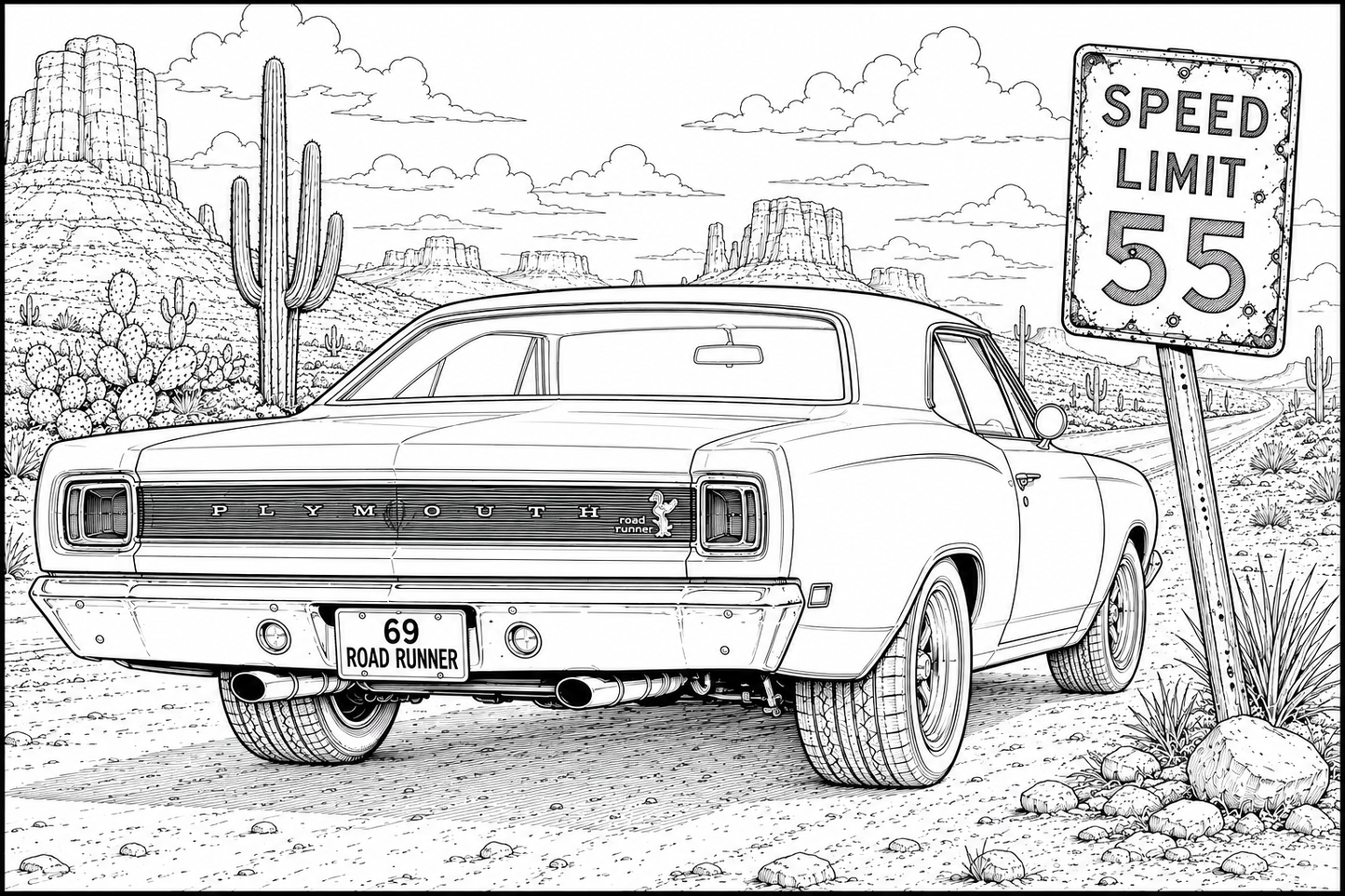 Full Throttle Texas Kids Muscle Car Coloring Book – Classic American Muscle (1966–1971)